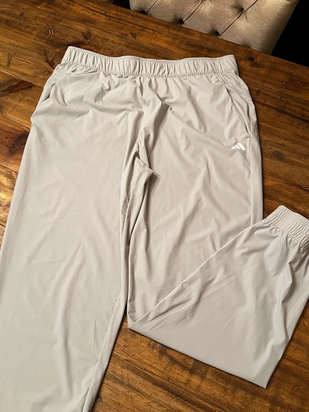 adidas Men's Light Gray Athletic Joggers with Elastic Waist